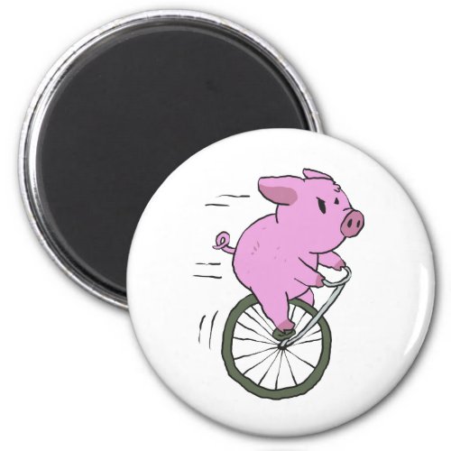 vintage Pig on monocycle  choose background color Magnet