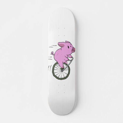 vintage Pig on monocycle  choose background color Skateboard