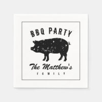 Vintage pig paper napkins for family BBQ party