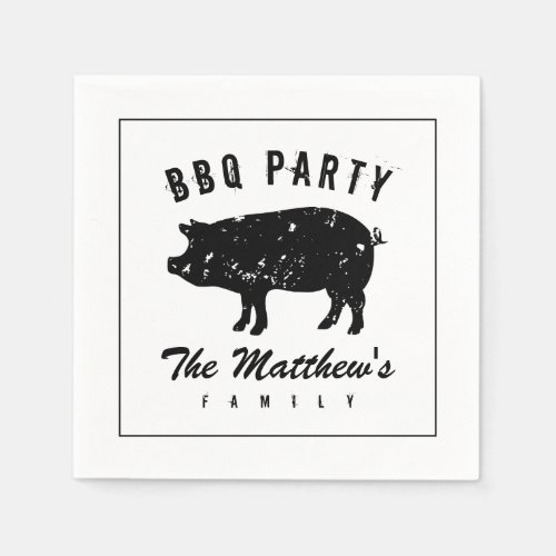 Vintage pig paper napkins for family BBQ party