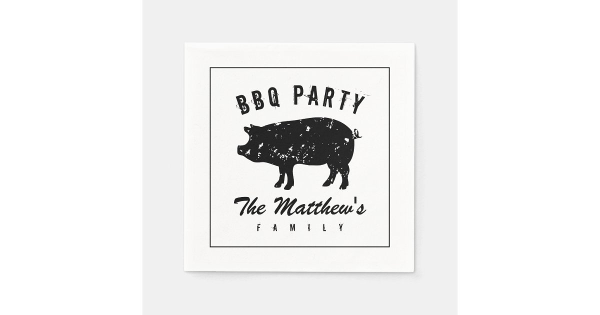 Vintage pig paper napkins for family BBQ party Zazzle