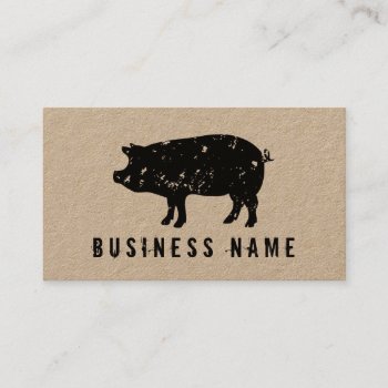 Vintage Pig Pork Meat Kraft Business Card Template by cookinggifts at Zazzle