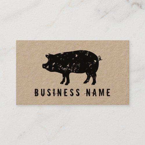 Vintage pig pork meat kraft business card template