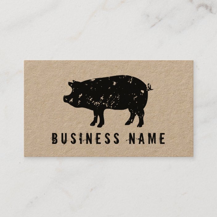 Vintage Pig Pork Meat Kraft Business Card Template Zazzle Com