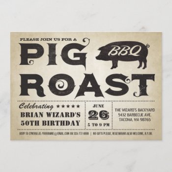 Vintage Pig Roast Bbq Birthday Invitation by Anything_Goes at Zazzle