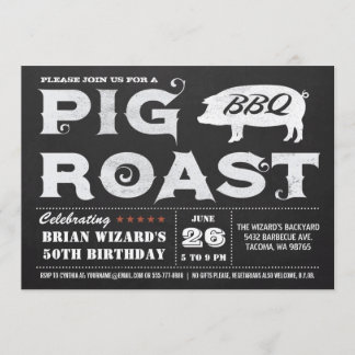 Vintage Pig Roast BBQ Invitations Chalkboard