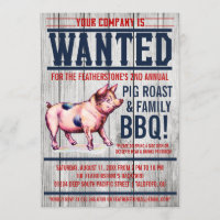 Vintage Pig Roast Family BBQ Invitations