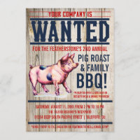 Vintage Pig Roast Family BBQ Invitations