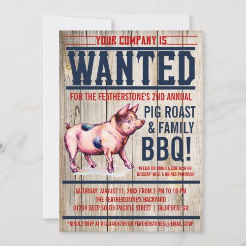 Vintage Pig Roast Family BBQ Invitations
