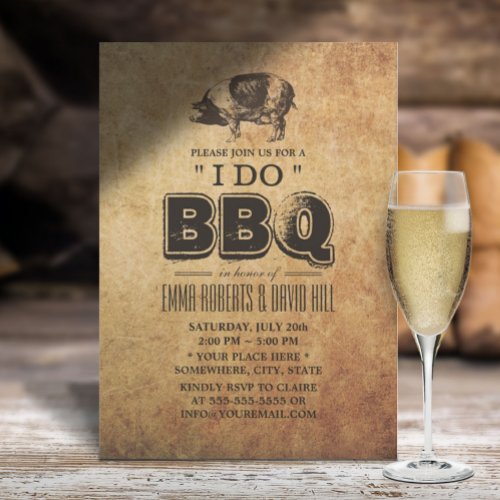 Vintage Pig Roast I Do BBQ Wedding Invitation