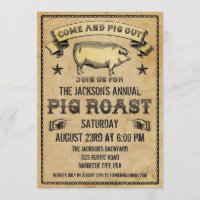 Vintage Pig Roast Invitation