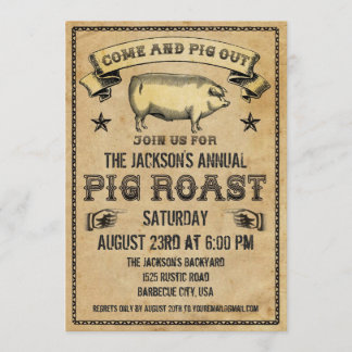 Vintage Pig Roast Invitation