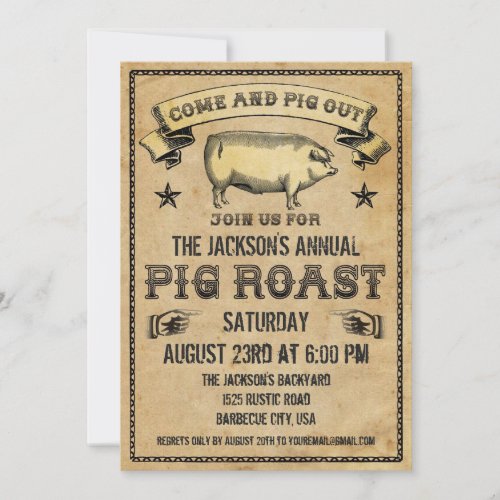 Vintage Pig Roast Invitation
