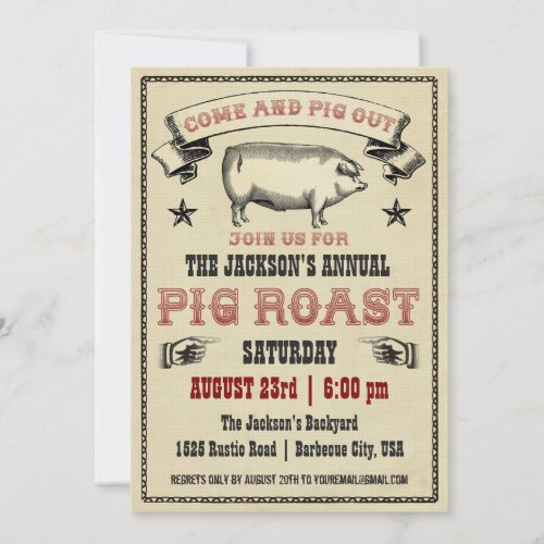 Vintage Pig Roast Invitation II