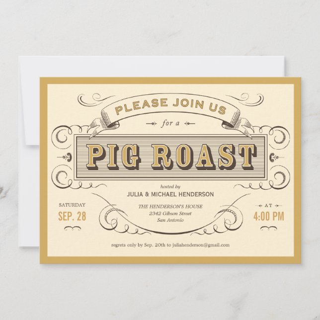 Vintage Pig Roast Invitations (Front)