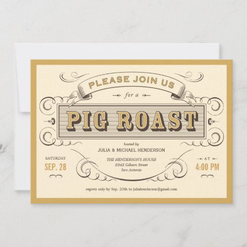 Vintage Pig Roast Invitations