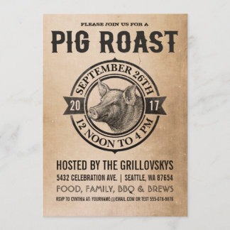 Vintage Pig Roast Invitations