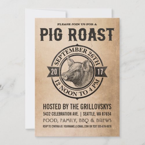 Vintage Pig Roast Invitations