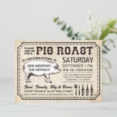 Vintage Pig Roast Invitations (Ticket Style) (Standing Front)