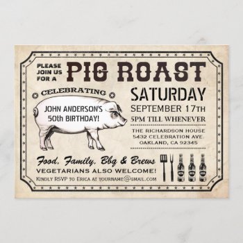 Vintage Pig Roast Invitations (ticket Style) by Anything_Goes at Zazzle
