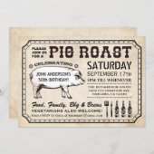 Vintage Pig Roast Invitations (Ticket Style) (Front/Back)