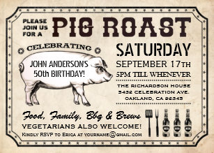 pig roast invitations zazzle