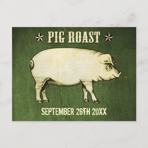 Vintage Pig Roast Postcard Invitation II Green