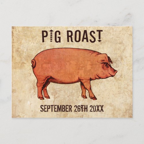 Vintage Pig Roast Postcard Invitation IV