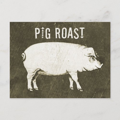 Vintage Pig Roast Postcard Invitation V