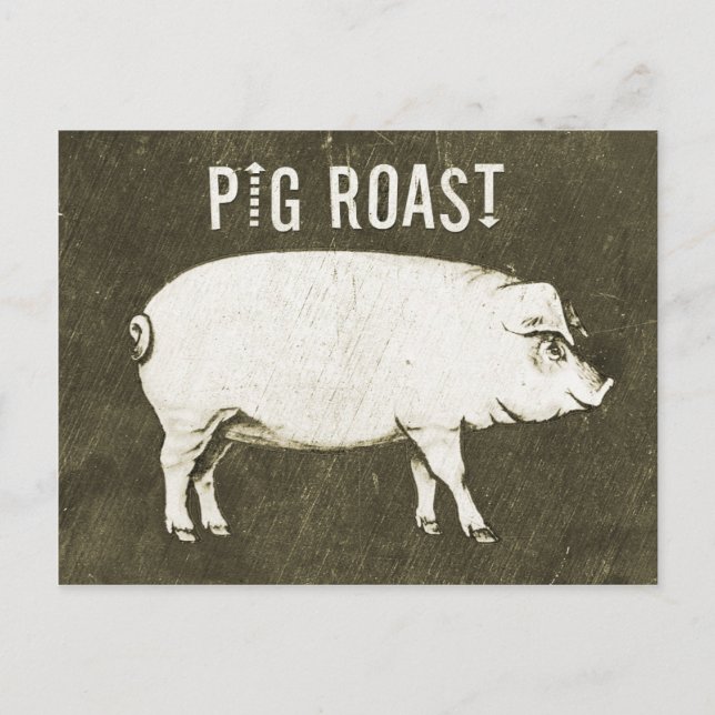 Vintage Pig Roast Postcard Invitation V (Front)