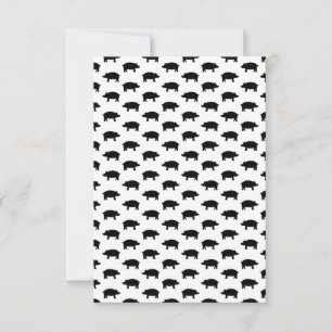 Vintage Pig Silhouette CUSTOM BACKGROUND COLOR RSVP Card