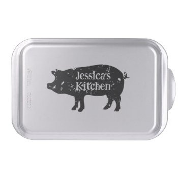 Vintage Pig Silhouette Custom Baking Cake Pan by cookinggifts at Zazzle
