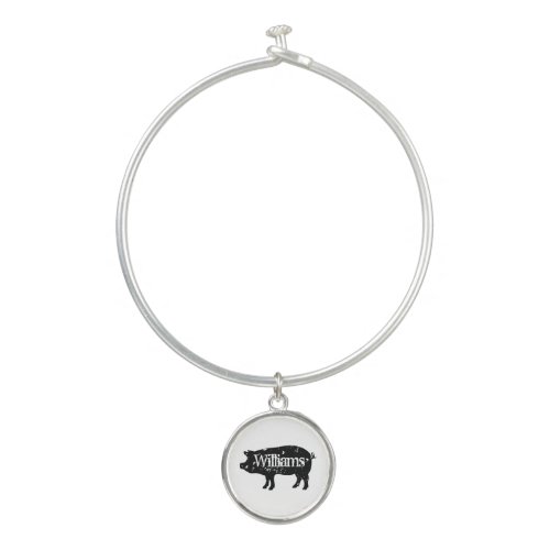 Vintage pig silhouette custom bangle bracelet