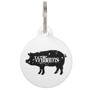 Vintage pig silhouette custom pet animal tag