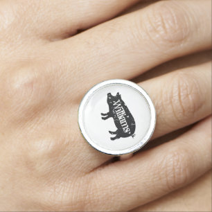 Vintage pig silhouette custom ring