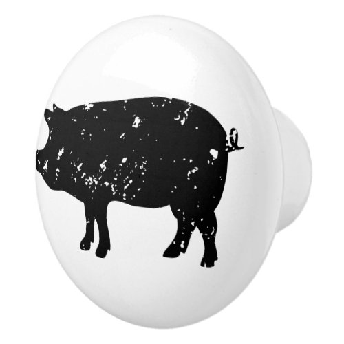 Vintage pig silhouette door and drawer knobs