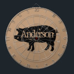 Vintage pig silhoutte custom dartboard<br><div class="desc">Vintage pig silhoutte custom dartboard. Rustic design with personalized text. Farm animal design. Upload your own image optionally.</div>
