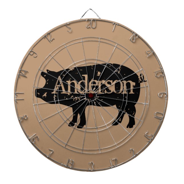 Vintage pig silhoutte custom dartboard (Front)