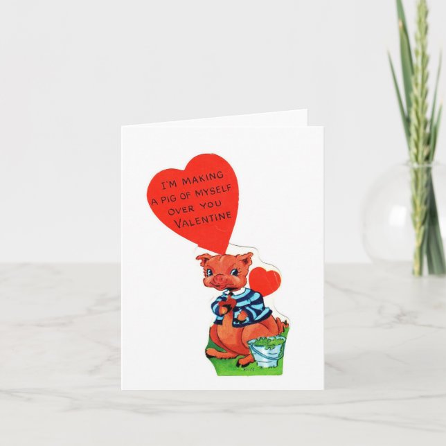 Vintage Pig Valentine Card (Front)