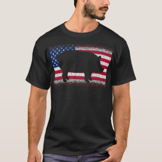 Vintage Pig With American USA Flag Farmer Independ T-Shirt