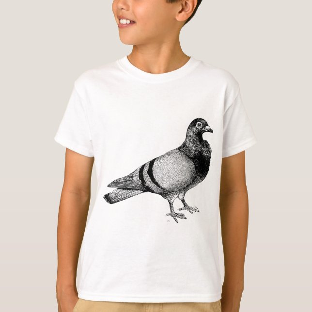 Vintage Pigeon Illustration T-Shirt (Front)
