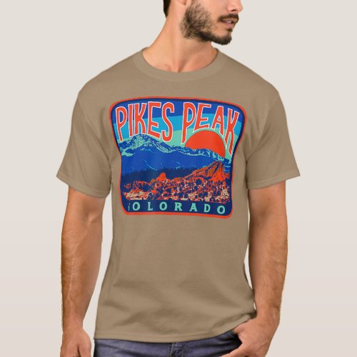 Vintage Pikes Peak Colorado Retro Style Hiking T_Shirt