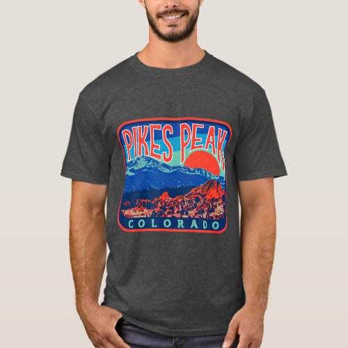 Vintage Pikes Peak Colorado Retro Style Hiking T_Shirt