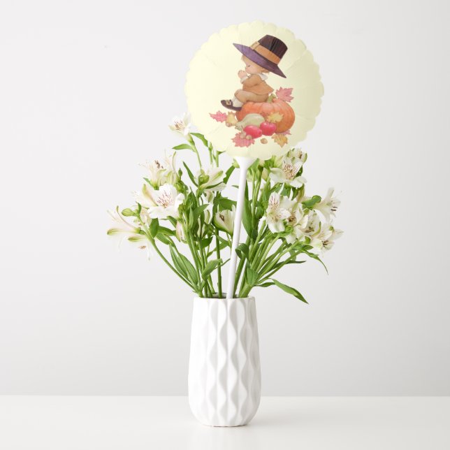 Vintage Pilgrim Boy Praying on Pumpkin Balloon (Vase)