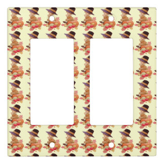 Vintage Pilgrim Boy Praying on Pumpkin Dbl Rocker Light Switch Cover