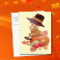 Vintage Pilgrim Boy Praying on Pumpkin