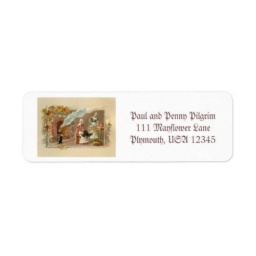 Vintage Pilgrim Thanksgiving Hearth Label