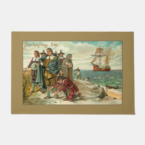 Vintage Pilgrims Landing at Plymouth Doormat