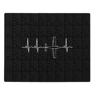 Vintage Pilot Flying Sky Heart Gift Jigsaw Puzzle