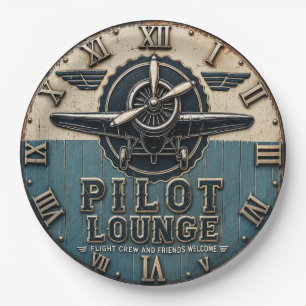 Vintage Pilot Lounge Airplane Paper Plates